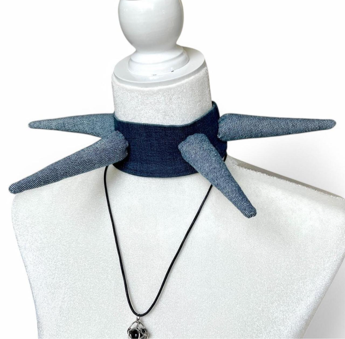 Denim Spike Choker (XL Spikes)