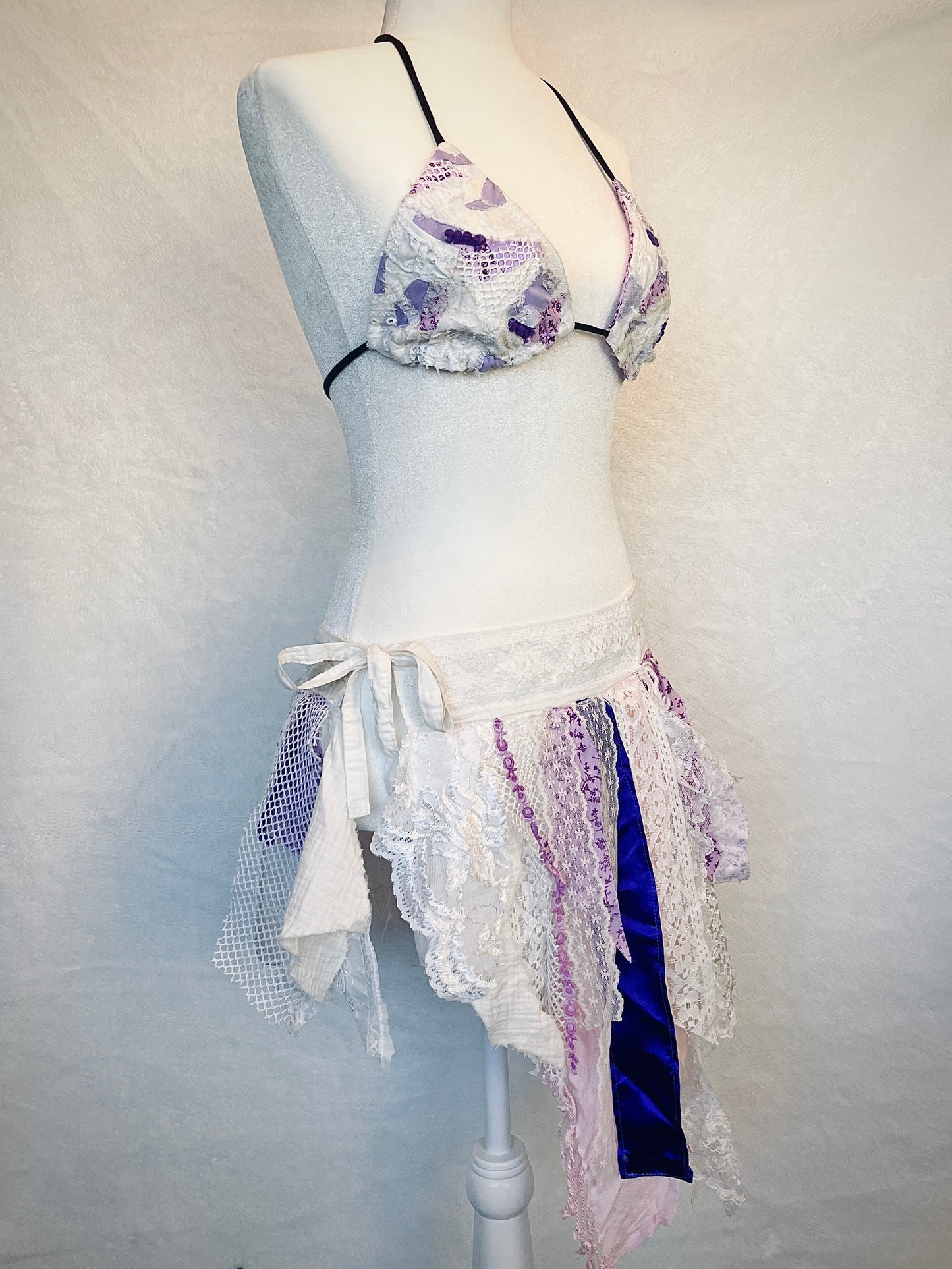 Purple / White Wrap Skirt