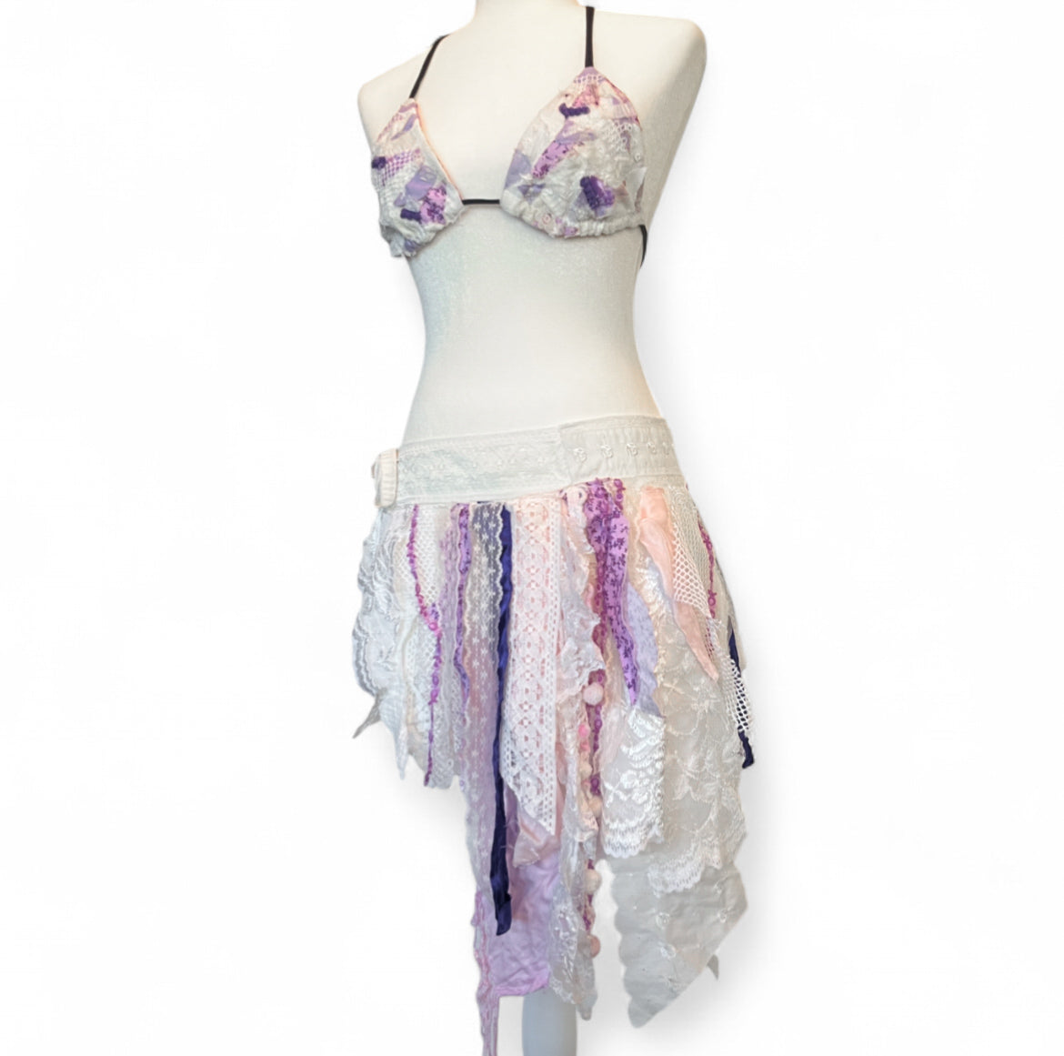 Purple / White Wrap Skirt
