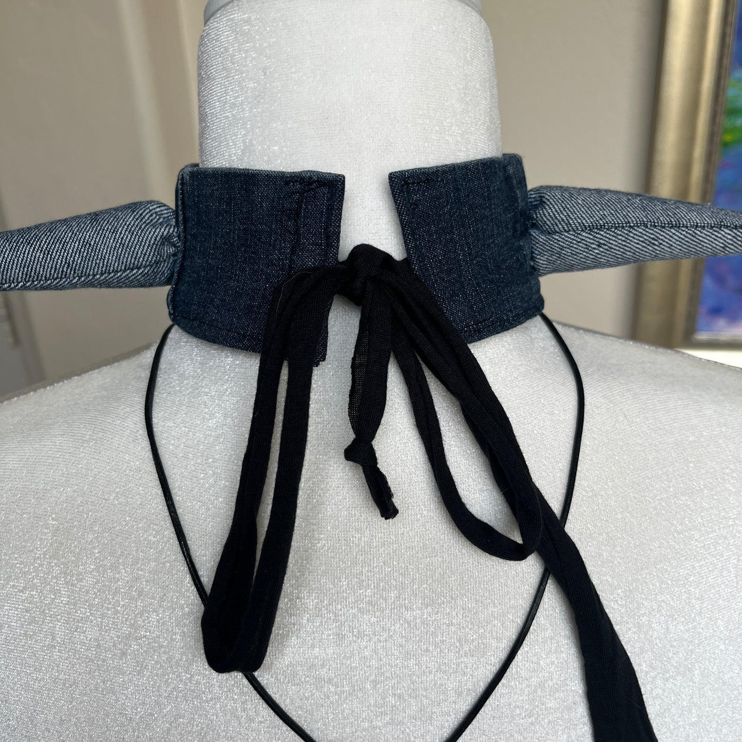 Denim Spike Choker (XL Spikes)